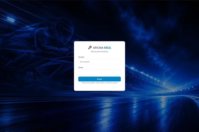 Tela de login do Sistema Oficina Fácil