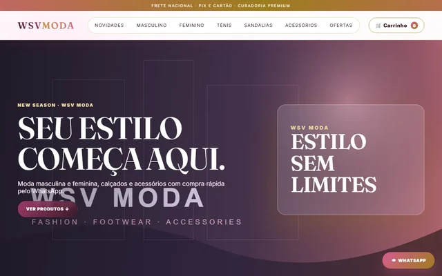 Modelo de landing page Moda Premium
