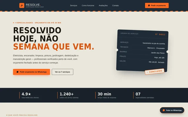 Modelo de landing page Serviços Locais